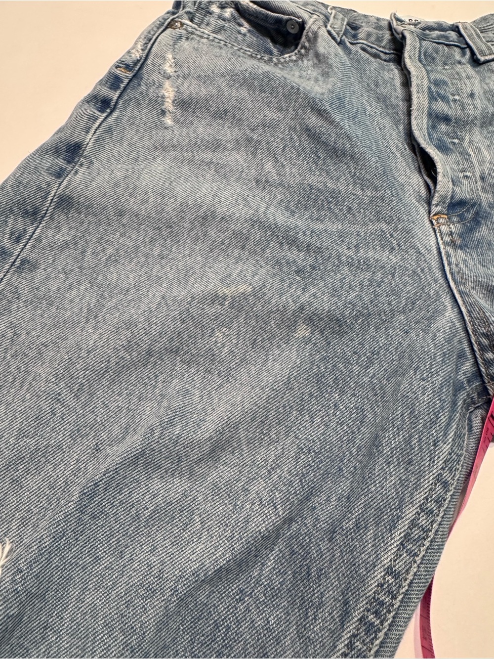 AGOLDE 90s Crop Mid Rise Loose Fit Jeans Medium Wash Blue Distressed Size 24 - Picture 9 of 10